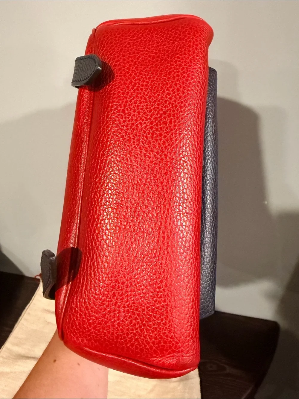 GUCCI *LIKE NEW* Red & Black Leather Mini Backpack & Gold Chain - W/ Dusty